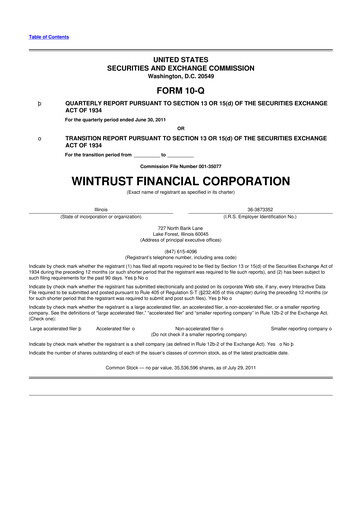 Vorschaubild Wintrust Financial 10-Q Quartalsbericht 2011 