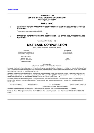 Thumbnail M&T Bank 10-Q Quarterly Report FY2011 