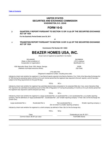 Thumbnail Beazer Homes USA
 10-Q Quarterly Report FY2011 