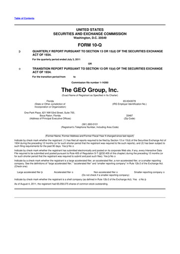 Thumbnail Geo Group 10-Q Quarterly Report FY2011 