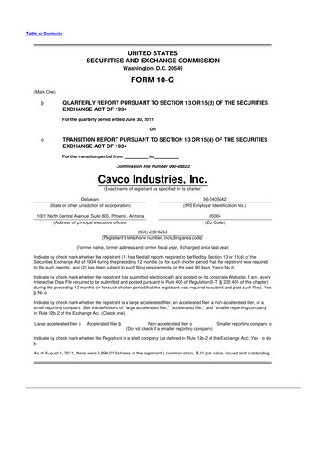 Vorschaubild Cavco Industries 10-Q Quartalsbericht 2012 