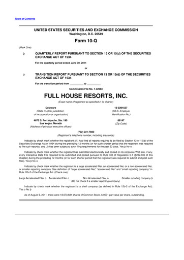 Vorschaubild Full House Resorts
 10-Q Quartalsbericht 2011 
