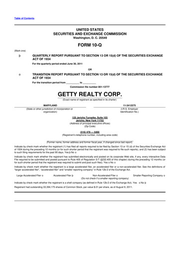 Thumbnail Getty Realty 10-Q Quarterly Report FY 