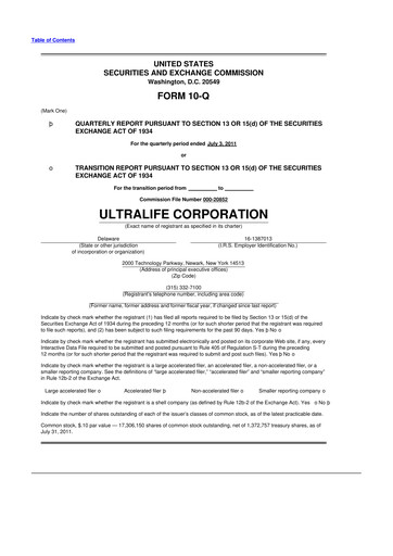 Thumbnail Ultralife Corporation 10-Q Quarterly Report FY2011 