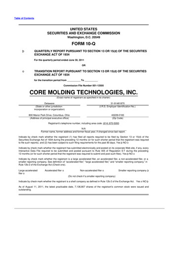 Miniature Core Molding Technologies 10-Q Rapport trimestriel 2011 