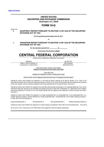 Thumbnail CF Bankshares 10-Q Quarterly Report FY2011 