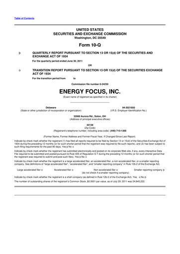 Thumbnail Energy Focus 10-Q Quarterly Report FY2011 
