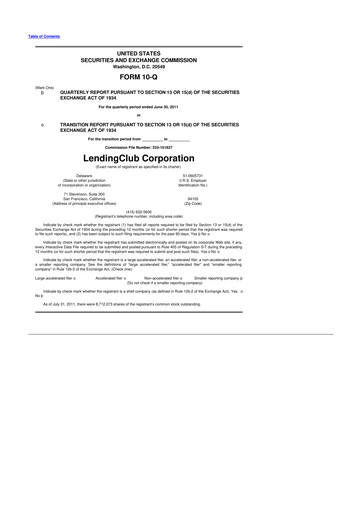 Thumbnail LendingClub
 10-Q Quarterly Report FY 