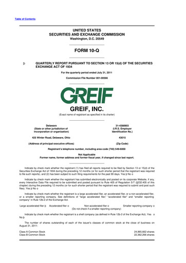 Thumbnail Greif 10-Q Quarterly Report FY2011 