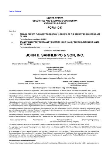 Thumbnail John B. Sanfilippo & Son 10-K Annual Report 