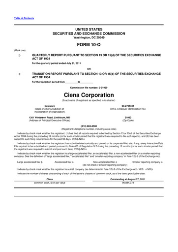 Thumbnail Ciena 10-Q Quarterly Report FY2011 