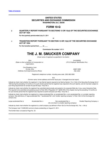 Thumbnail J.M. Smucker Company 10-Q Quarterly Report FY2012 