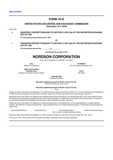 Thumbnail Nordson 10-Q Quarterly Report FY2011 