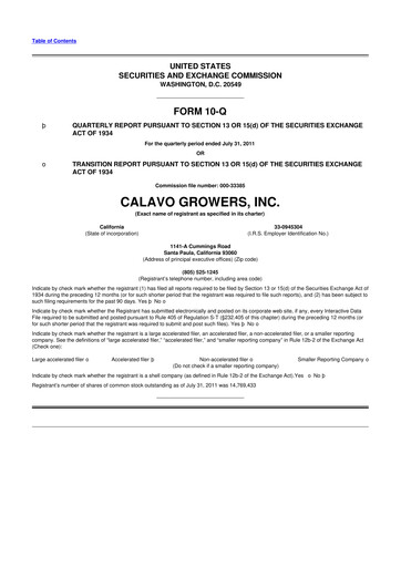 Thumbnail Calavo Growers
 10-Q Quarterly Report FY2011 