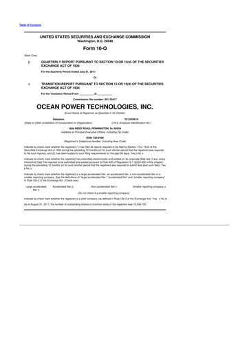 Thumbnail Ocean Power Technologies
 10-Q Quarterly Report FY2012 