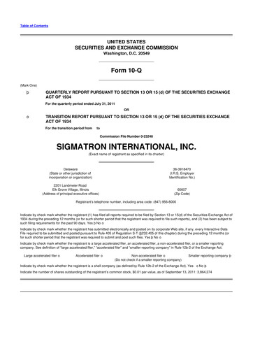 Thumbnail SigmaTron International 10-Q Quarterly Report FY2012 