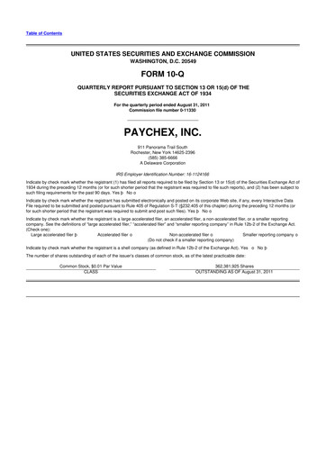 Vorschaubild Paychex 10-Q Quartalsbericht 2012 
