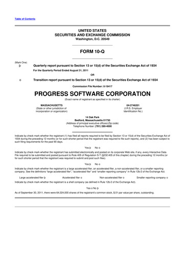 Thumbnail Progress Software
 10-Q Quarterly Report FY2011 