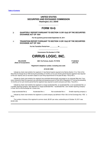 Thumbnail Cirrus Logic
 10-Q Quarterly Report FY2012 