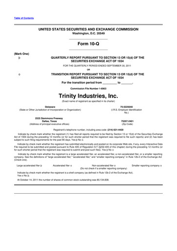 Miniature Trinity Industries
 10-Q Rapport trimestriel 2011 