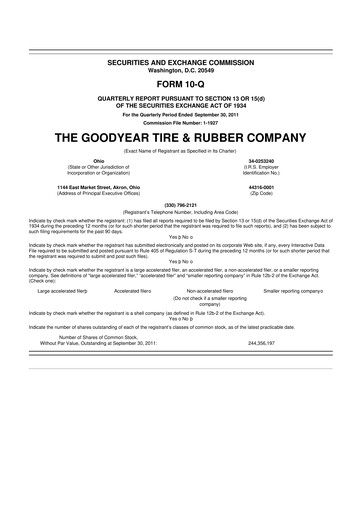 Thumbnail Goodyear 10-Q Quarterly Report FY2011 