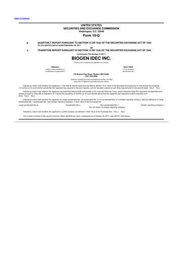 Vorschaubild Biogen 10-Q Quartalsbericht 2011 