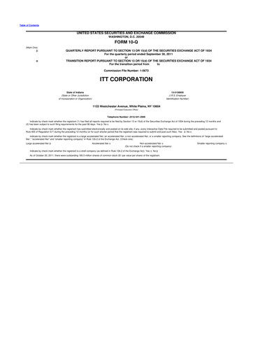 Thumbnail ITT 10-Q Quarterly Report FY2011 