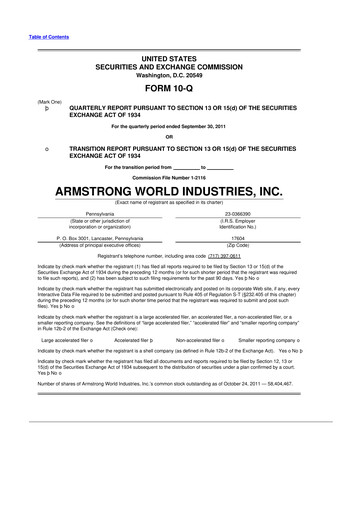 Vorschaubild Armstrong World Industries
 10-Q Quartalsbericht 2011 