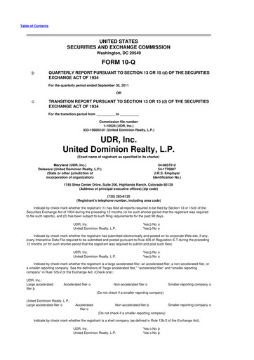 Thumbnail UDR Apartments 10-Q Quarterly Report FY 