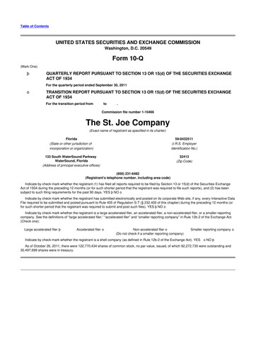 Thumbnail St. Joe Company
 10-Q Quarterly Report FY2011 