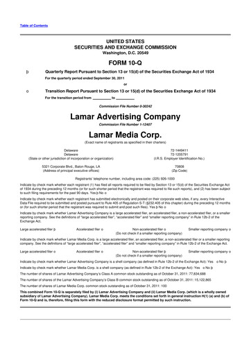 Thumbnail Lamar Advertising 10-Q Quarterly Report FY 