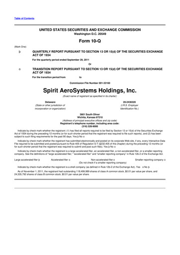 Miniature Spirit AeroSystems 10-Q Rapport trimestriel 2011 