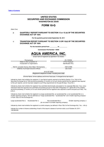 Thumbnail Essential Utilities
 10-Q Quarterly Report FY2011 