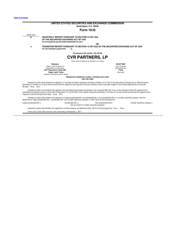 Thumbnail CVR Partners 10-Q Quarterly Report FY2011 