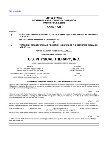 Thumbnail U.S. Physical Therapy, Inc. 10-Q Quarterly Report FY2011 