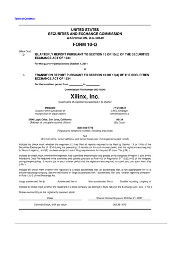 Miniature Xilinx 10-Q Rapport trimestriel 2012 