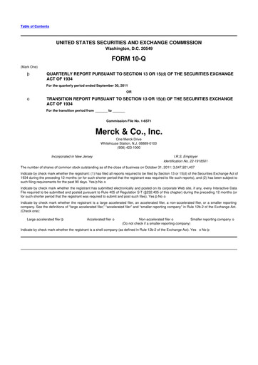Miniature Merck 10-Q Rapport trimestriel 2011 