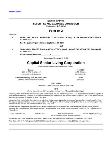 Thumbnail Sonida Senior Living 10-Q Quarterly Report FY2011 