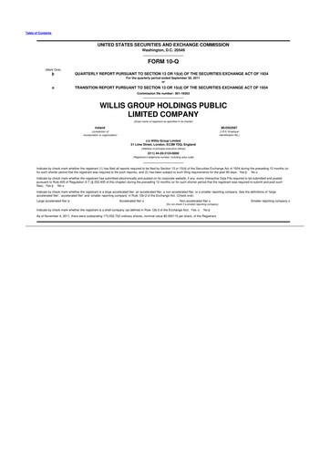 Thumbnail Willis Towers Watson  10-Q Quarterly Report FY2011 