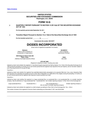 Thumbnail Diodes Incorporated 10-Q Quarterly Report FY2011 