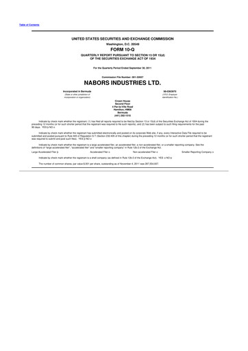 Miniature Nabors Industries
 10-Q Rapport trimestriel 2011 