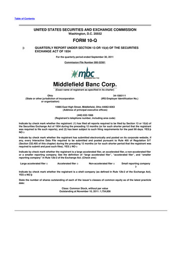 Vorschaubild Middlefield Banc
 10-Q Quartalsbericht 2011 
