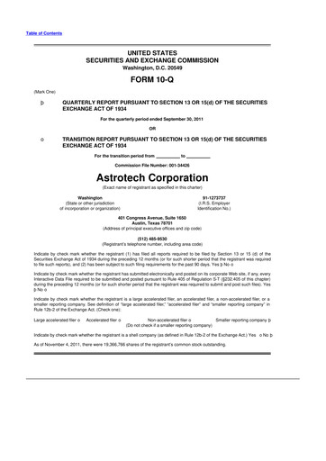 Miniature Astrotech 10-Q Rapport trimestriel 2012 
