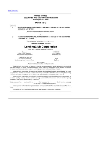 Thumbnail LendingClub
 10-Q Quarterly Report FY2012 