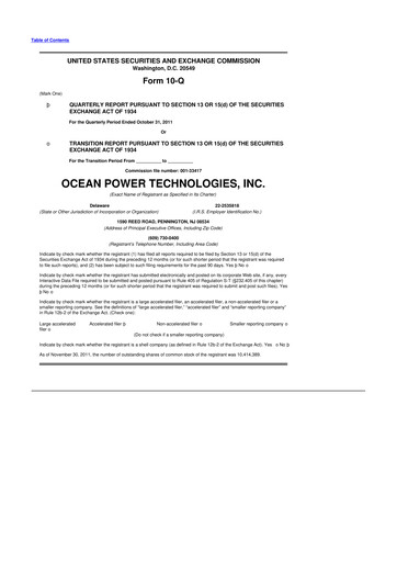 Thumbnail Ocean Power Technologies
 10-Q Quarterly Report FY2012 