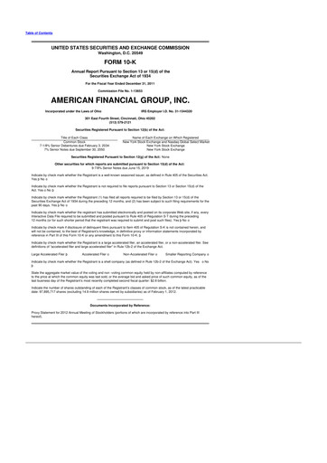 Thumbnail American Financial Group
 10-K Annual Report 