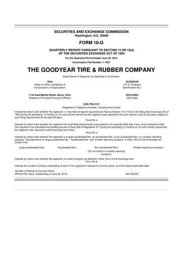 Thumbnail Goodyear 10-Q Quarterly Report FY2012 