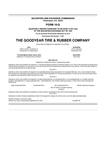 Thumbnail Goodyear 10-Q Quarterly Report FY2012 