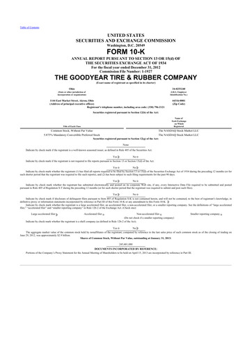 Thumbnail Goodyear 10-K Annual Report 2012