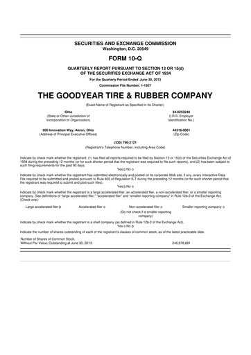 Thumbnail Goodyear 10-Q Quarterly Report FY2013 